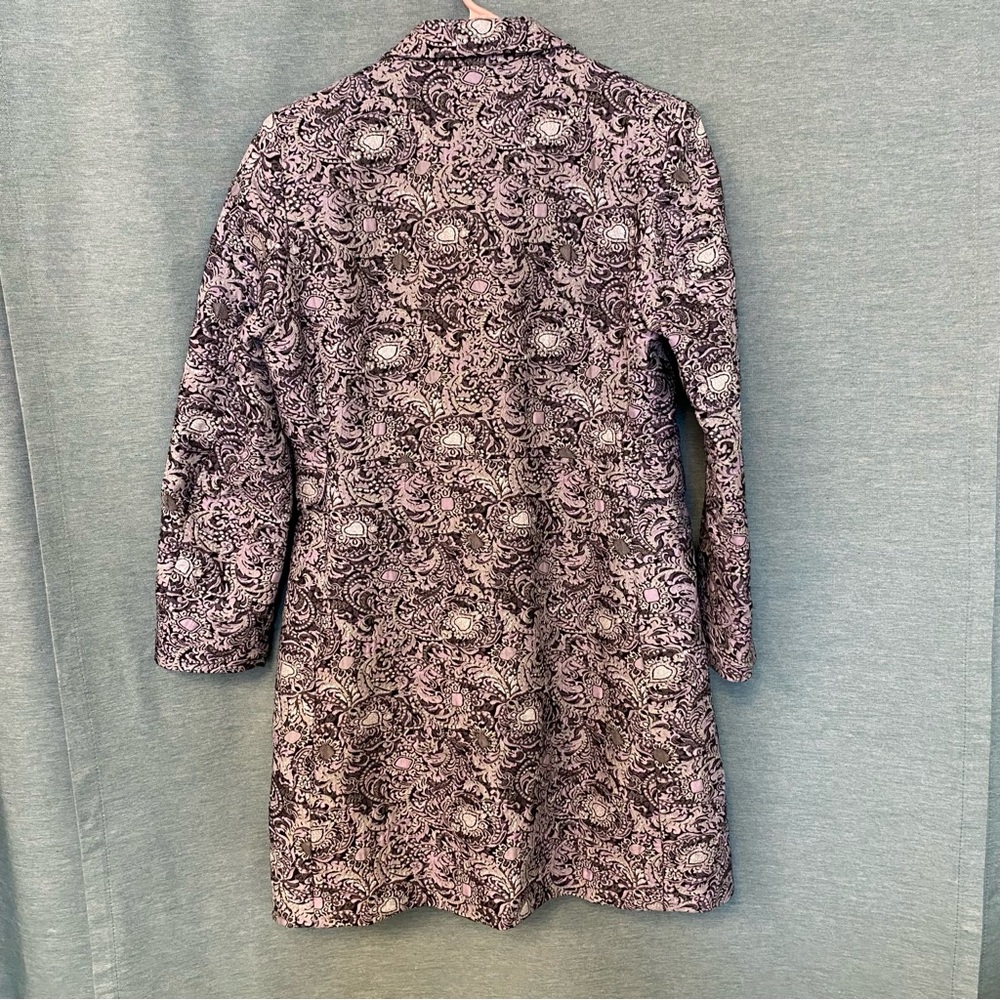 SilkLand Silver and Purple Trench Coat with Classic Silhouette - Picture 3 of 10